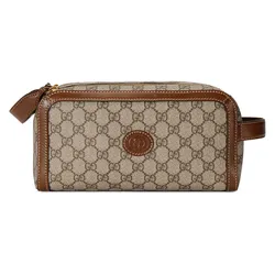 Túi Cầm Tay Gucci Toiletry Case With Interlocking GG 73011692TCG8563 Màu Be Nâu