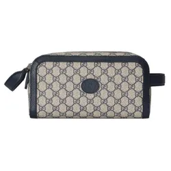Túi Cầm Tay Nữ Gucci Women's Toiletry Case Interlocking Beige Blue Supreme 730116K9GSN4075 Màu Be Xanh