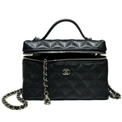 Túi Đeo Chéo Nữ Chanel 25C Long Vanity Caviar Bag Màu Đen 