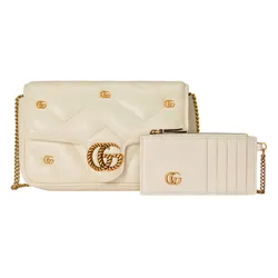 Túi Đeo Chéo Nữ Gucci GG Marmont Mini Shoulder Bag Màu Trắng Kem (Kèm Ví Đựng Thẻ)