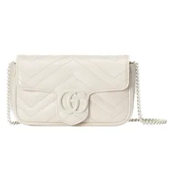 Túi Đeo Chéo Nữ Gucci GG Marmont Super Mini Bag White 476433-AABZK-9022 Màu Trắng 