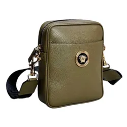 Túi Đeo Chéo Nam Versace Messenger Sling Bag With Medusa Head Logo Màu Xanh Olive