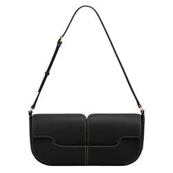 Túi Đeo Vai Nữ Polène Osmo Edition Smooth Black With Ecru Stitching Màu Đen