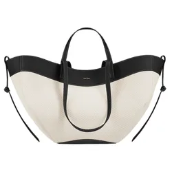 Túi Tote Nữ Polène Cyme Edition Black Canvas Màu Đen Trắng