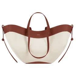 Túi Tote Nữ Polène Cyme Edition Cognac Canvas Màu Nâu Trắng