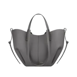 Túi Tote Nữ Polène Cyme Mini Edition Textured Stone Màu Xám