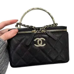 Túi Xách Nữ Chanel Vanity Caviar Handle Màu Đen