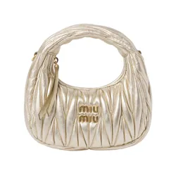 Túi Xách Nữ Miu Miu Wander Matelassé Nappa Leather Hobo Mini Bag Màu Gold