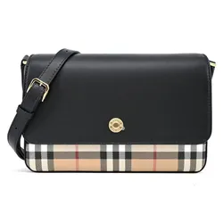 Túi Xách Tay Nữ Burberry Vintage Classic Check Leather Note Crossbody Bag Màu Đen Nâu