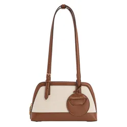 Túi Xách Tay Nữ Charles & Keith CNK Enola Canvas Two-Tone Elongated-Handle Bag CK2-30782521-1 Màu Nâu Chocolate