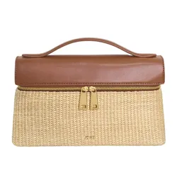 Túi Xách Tay Nữ JW Pei Thea Faux Straw Top Handle Bag Brown Straw Màu Nâu Be  