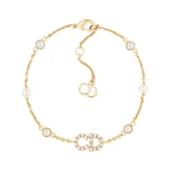 Vòng Đeo Tay Nữ Dior Gold Finish Metal White Resin Pearls And White Crystals B0668CDLCY_D301 Màu Vàng
