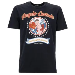 Áo Phông Nam Dolce & Gabbana D&G Angelo Custode Cotton T-Shirt Guardian Angel G8JF7T G7OYH Màu Xanh Đen Size 44