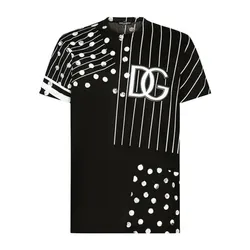 Áo Phông Nam Dolce & Gabbana D&G Style Tshirt G8RL2T Màu Đen Họa Tiết Size 46