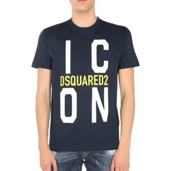 Áo Phông Nam Dsquared2 Tshirt With Logo In Blue S79GC0021 Màu Xanh Navy Size XS