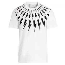 Áo Phông Nam Neil Barrett White Thunderbolt Printed PBJT007S-T510S Màu Trắng Size S