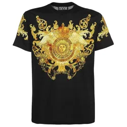Áo Phông Nam Versace Jeans Couture Logo Tshirt B3GWA7S1 S0274 899 Màu Đen Họa Tiết Vàng Size M