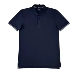 Áo Polo Nam Hugo Boss Cotton Cổ Dệt Màu Xanh Navy Size S