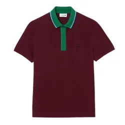 Áo Polo Nam Lacoste Smart Paris Contrast Collar Piqué PH6238 YUP Màu Đỏ Thẫm Size 3