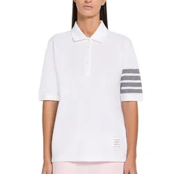 Áo Polo Nữ Thom Browne Classic Pique Hector 4-Bar Polo FJP052B/07976100 Màu Trắng Size 36