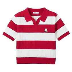 Áo Polo Nữ Spao Cable Half Open Half Sleeve Knit T-Shirt SPKWF24G51-RD Màu Đỏ Size S