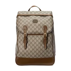 Balo Gucci GG Interlocking Supreme Drawstring Backpack Màu Be Nâu