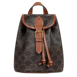 Balo Nữ Celine Mini Folco In Triomphe Canvas And Calfskin Backpack 197662CAS 04LU Màu Nâu Đen