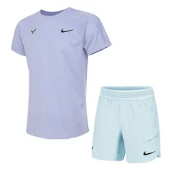 Bộ Quần Áo Tennis/Pickleball Nam Nike Dri Fit DV2888-057/ DV2881-440 Màu Tím Xanh Size S (Form Á)