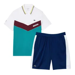Bộ Tennis/pickleball Nam Lacoste Effect DH1099 Q7I/GH1098 LI4 Màu Xanh Phối Trắng Size 2