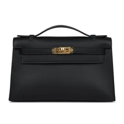Cặp Xách Tay Hermès Kelly Pochette Black Swift Gold Hardware Màu Đen