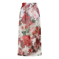 Chân Váy Nữ Dolce & Gabbana D&G Rose-Print Chiffon Calf-Length Skirt F4BBOTIS1Y6 HA5PD Phối Màu