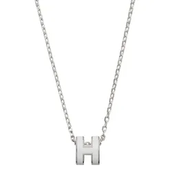 Dây Chuyền Nữ Hermès Mini Pop H Pendant Blanc Màu Bạc Trắng