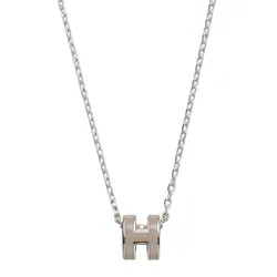 Dây Chuyền Nữ Hermès Mini Pop H Pendant Marron Glacé Màu Bạc