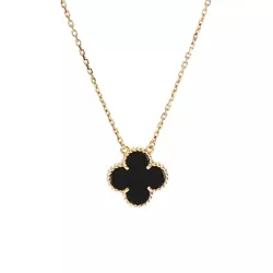 Dây Chuyền Nữ Van Cleef & Arpels Vintage Alhambra Old Model Màu Đen - Vàng