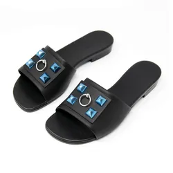 Dép Nữ Hermès Black Calfskin Dune Sandals Màu Đen Size 37