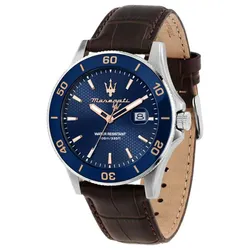 Đồng Hồ Nam Maserati Competizione Blue Dial Leather Strap Quartz Watch R8851100004 Màu Xanh - Nâu