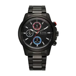 Đồng Hồ Nam Titan Stainless Steel Round Shape Watches 90152KM01 Màu Đen