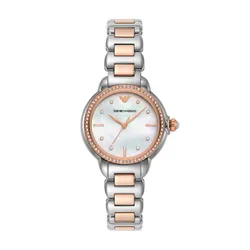 Đồng Hồ Nữ Emporio Armani Two Tone Analogue Watch AR11569 Vàng Hồng - Bạc