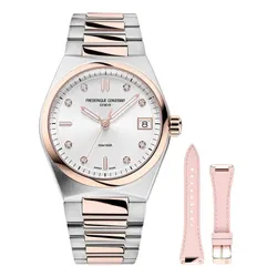 Đồng Hồ Nữ Frederique Constant Highlife Quartz Lady Diamond FC-240VD2NH2B Màu Bạc/ Vàng Hồng (Kèm Dây Da Pink)