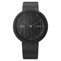 Đồng Hồ Unisex Titan Edge Carbon Fibre Quartz Analog Black Dial Leather Strap Watch 1881NL01 Màu Đen