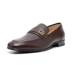 Giày Lười Nam Bally Suisse Logo-Plaque Leather Loafers Màu Nâu Size 7.5