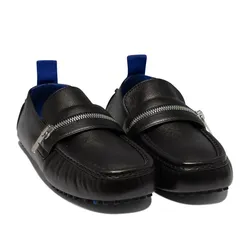 Giày Lười Nam Burberry Loafer Black Leather Zip Detail 8088131 Màu Đen Size 40