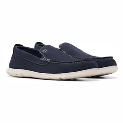 Giày Lười Nam Da Lộn Clarks FLX STP Màu Xanh Navy Size 39.5