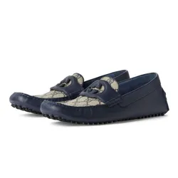 Giày Lười Nam Gucci Interlocking Driving Loafers 730148 Màu Xanh Navy Size 40