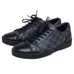 Giày Thể Thao Nam Louis Vuitton VL Graphite Canvas And Leather Match Up Low Top Màu Đen Size 5
