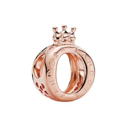 Hạt Vòng Charm Pandora Rose Crown O Logo Charm 787401 Màu Vàng Hồng