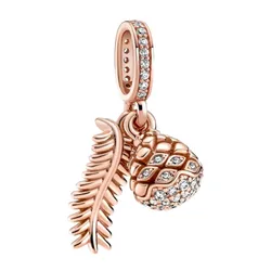 Hạt Vòng Charm Pandora Sparkling Pine Cone Dangle Charm 789557C01 Màu Vàng Hồng C_QP