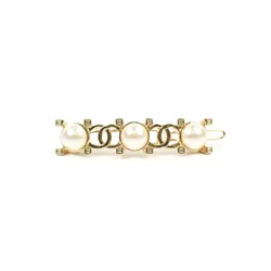 Kẹp Tóc Nữ Chanel CC Pearl Hair Clip Gold Tone 21A Màu Vàng