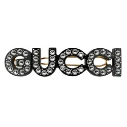 Kẹp Tóc Nữ Gucci Hair Slide In Gold Metal With Black Resin And Crystals 657510 I6325 8519 Màu Đen