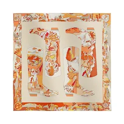 Khăn Hermès Bottes Story Scarf 90 Màu Cam